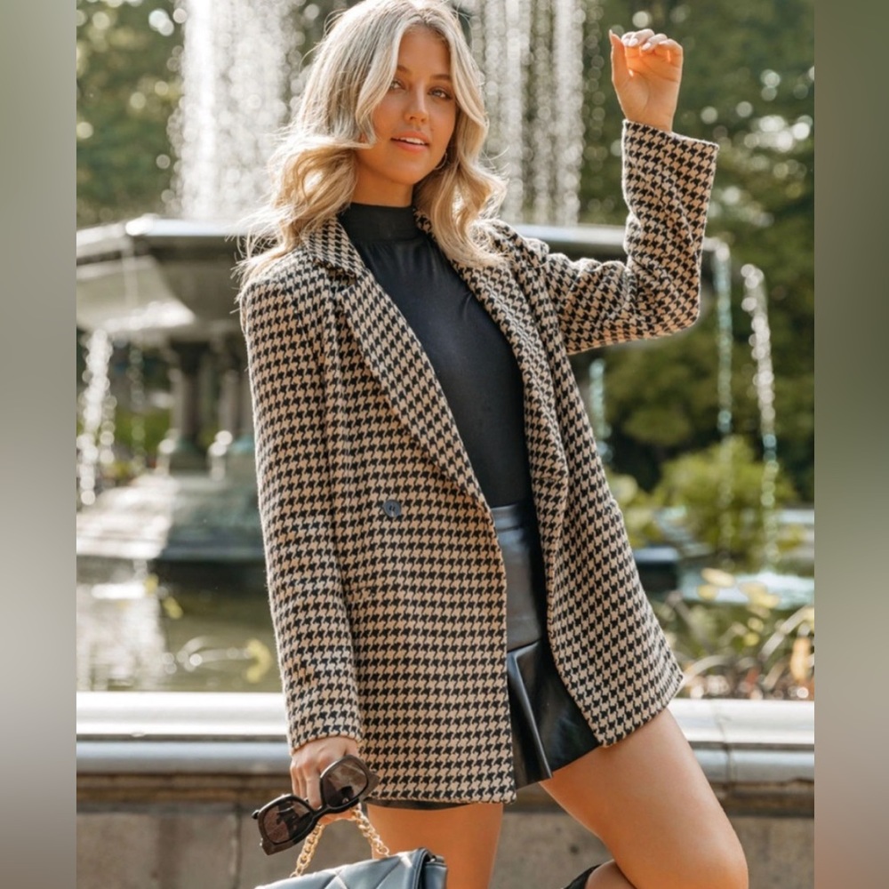 TAXI POCKETED HOUNDSTOOTH PEACOAT